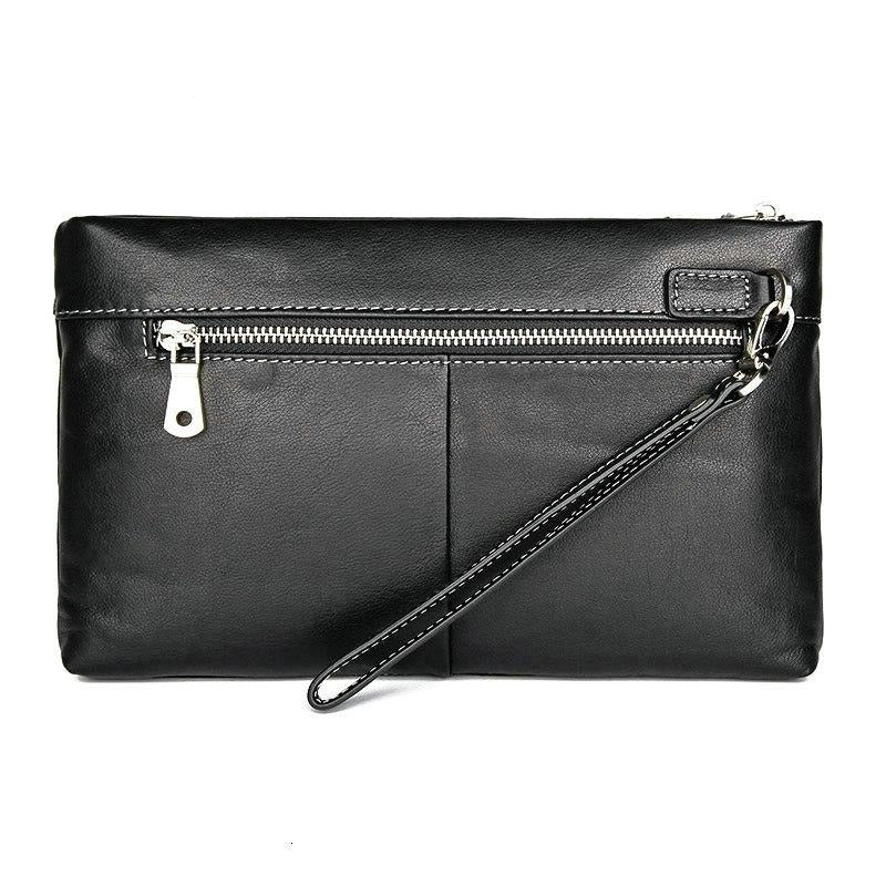 Long Portefeuille Homme en Vrai Cuir Noir